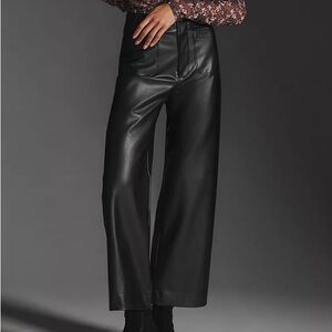 The Colette Cropped Wide-Leg Faux Leather Pants by Maeve